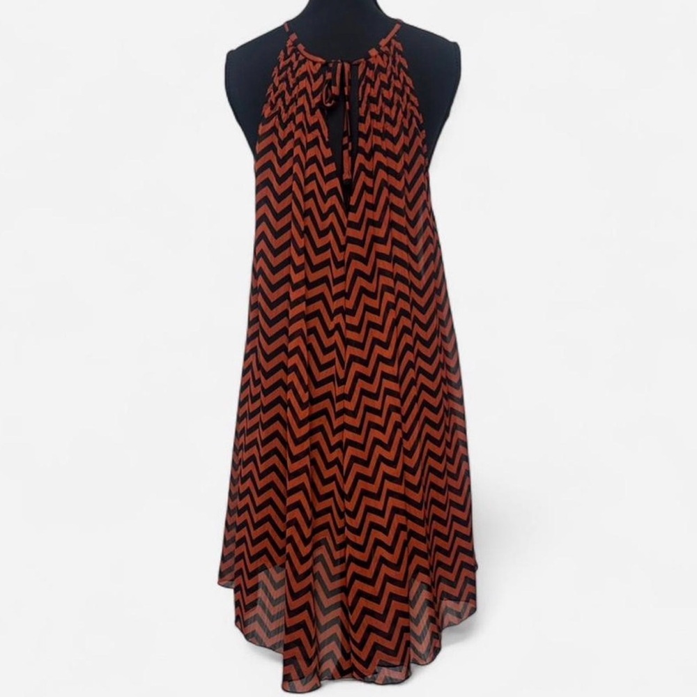 H&M Rust and Black Chevron Mini Tunic Dress | Size M/L - Picture 4 of 6
